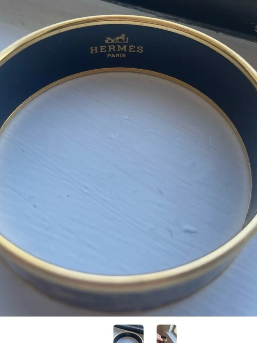 Hermes Black and Gold Enamel Bangle Bracelet